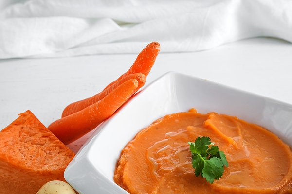high angle view of food in plate on table - Омлет с морковью (школьное питание)