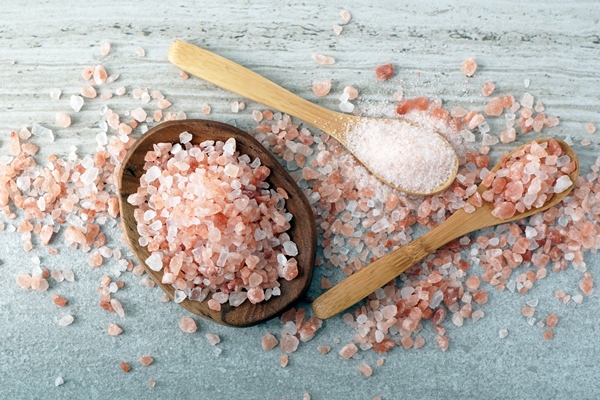 himalaya pink salt in wooden spoon - Кукурузная каша с молоком, вязкая (школьное питание)