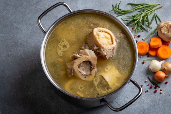boiled bone and broth homemade beef bone broth is cooked in a pot on bones contain collagen which provides the body with amino acids which are the building blocks of proteins 1 - Суп-пюре из квашеной капусты