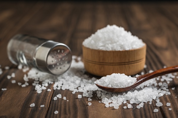 glass salt shaker wooden cup and spoon on the table ground stone sea salt - Святочный имбирный пирог