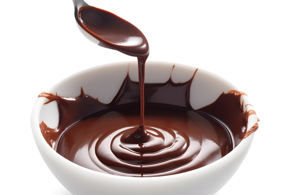 liquid chocolate in white bowl on white backgrounds 1 - Сироп шоколадный (школьное питание)