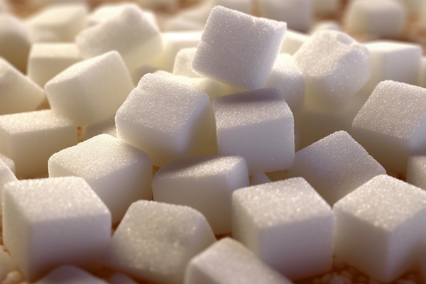 pieces of white refined sugar calories diabetes prevention concept - Кисель из брусники (школьное питание)