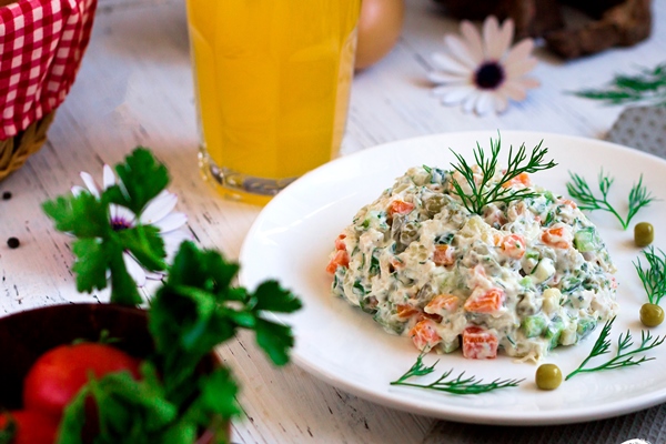 russian salad with herbs and orange juice - Салат "Оливье" по-монастырски