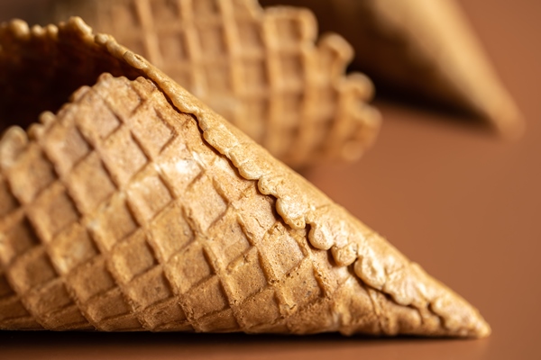 closeup of waffle cones creative macro concept of sweets and food - Хозяйке на заметку: словарь кондитера