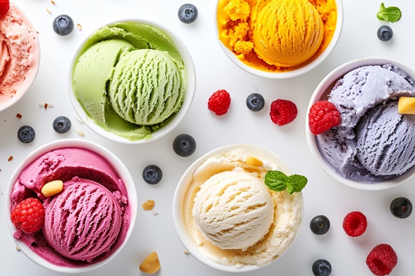 colored ice cream on a white background - Кулинарные традиции празднования именин