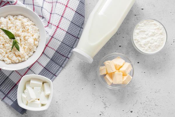 flat lay delicious dairy products - Творог ежегей