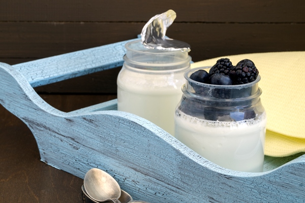 natural yogurt with fresh berries blueberry and blackberry - Йогурт в мультиварке