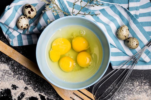 healthy food concept with eggs bowl - Старорусские блины на молочной сыворотке