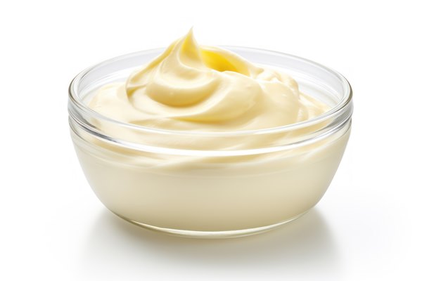yummy mayonnaise isolated white background - Креветки с авокадо