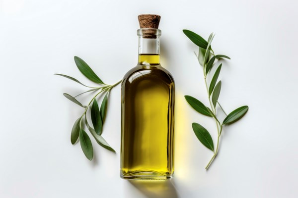 captivating food composition featuring olive oil white background with ample copy space - Суп-пюре с портулаком