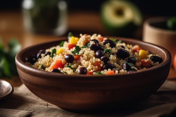 fresh vegetarian salad with quinoa tomato herbs generated by ai - Киноа в мультиварке