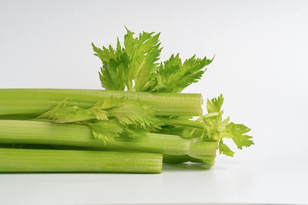 green celery macro photography white background isolated - Суп-пюре с портулаком