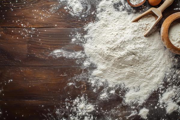 white bakery flour table topview generate ai - Постные котлеты из сныти с картофелем