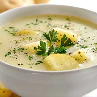 Картофельный суп со сметаной и сливочным маслом