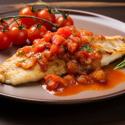 Тушёный хек с помидорами и горчицей